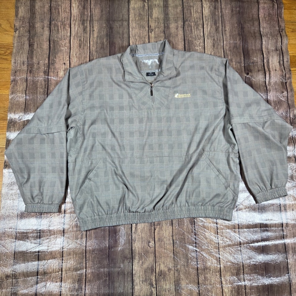 Vintage Weatherproof 1/4 Zip Plaid Golf Windbreaker Jacket Mens 3XL Beige